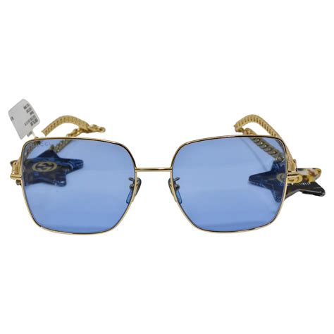 gucci blue sunglasses plastic|gucci sunglasses blue gold.